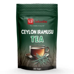 Laksuba Iramusu Tea 25 Tea Bags - Front of Pack Laksuba Iramusu Tea pouch, 25 tea bags of Ceylon herbal tea, front of pack