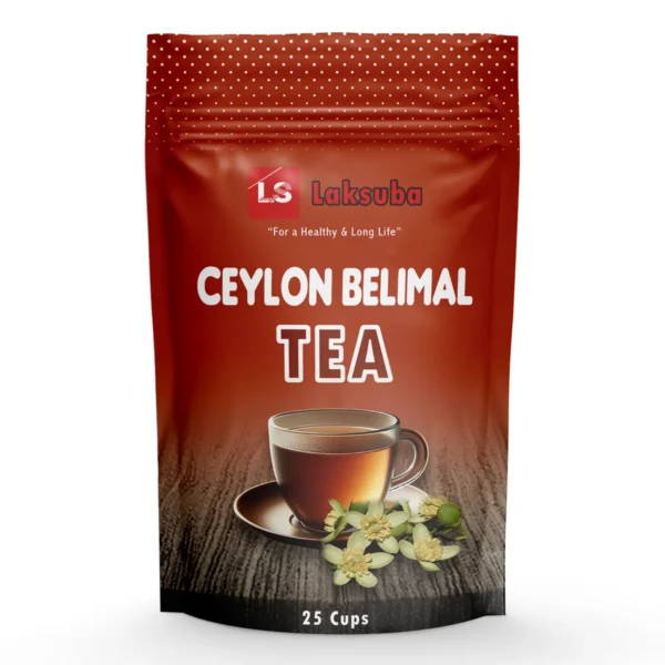 Belimal Bael Flower Tea — Front Pack Ceylon Belimal Bael Flower Tea package 25 tea bags caffeine-free digestive wellness tea from Sri Lanka